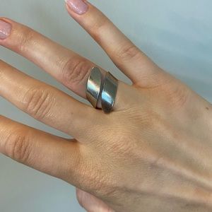 Vintage silver spoon ring twisted antique jewelry piece